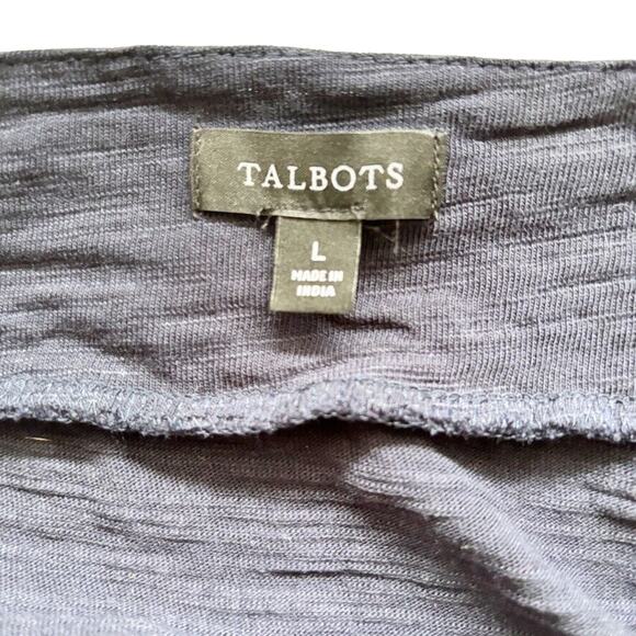 Talbots Women's L Navy Dress Eyelet Flutter Sleeve Square Neck Textured Fabric - Picture 2 of 13